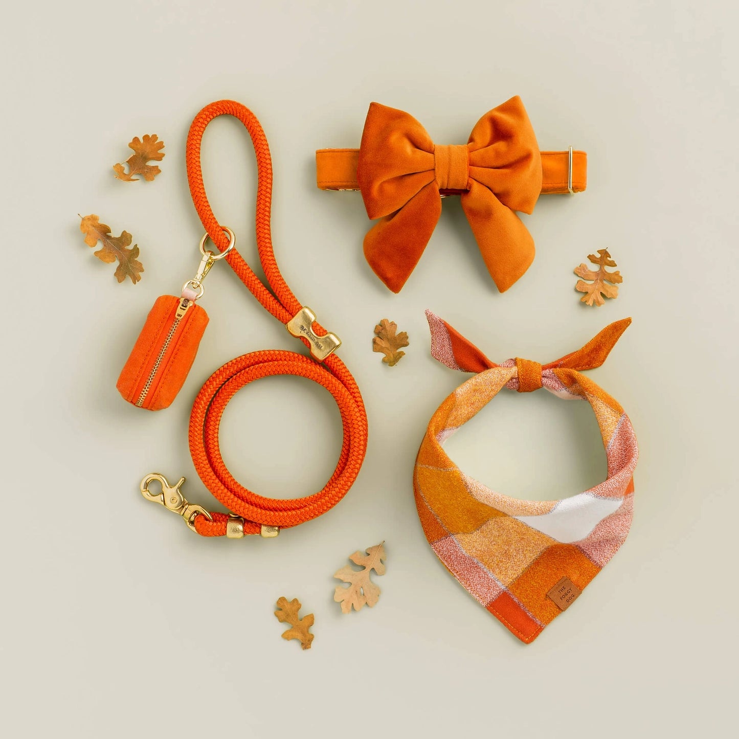 Pumpkin Spice Plaid Flannel Dog Bandana by The Foggy Dog