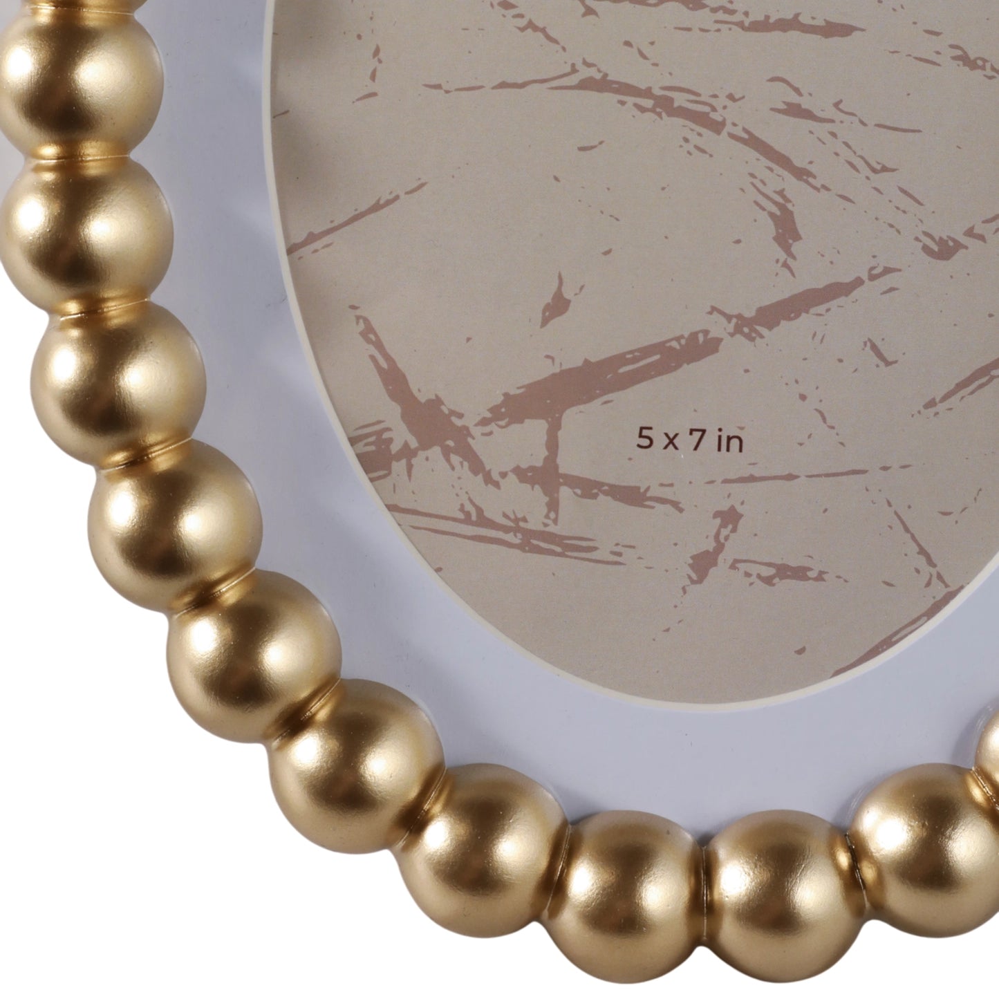 Oval Beaded Photo Frame w/ Matte Gold Finish