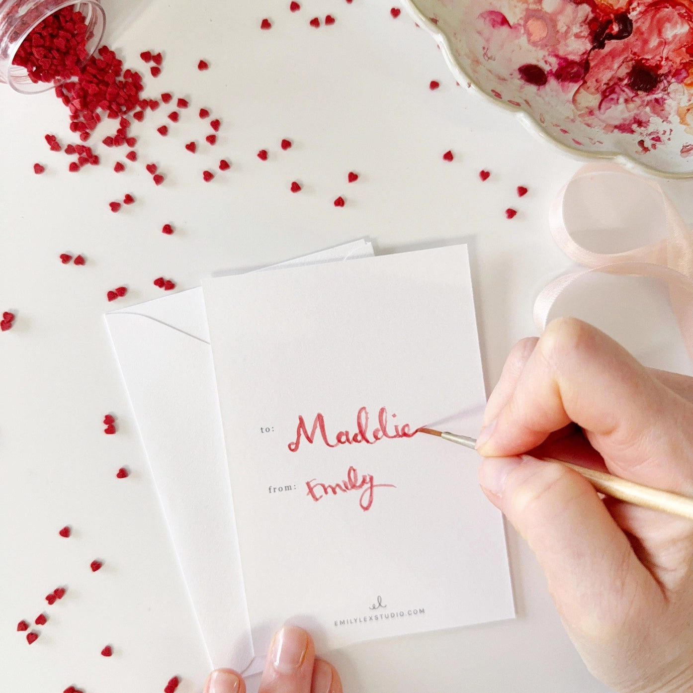 Sweet Treats Valentines Paintable Watercolor Notecard Set by Emily Lex Studio