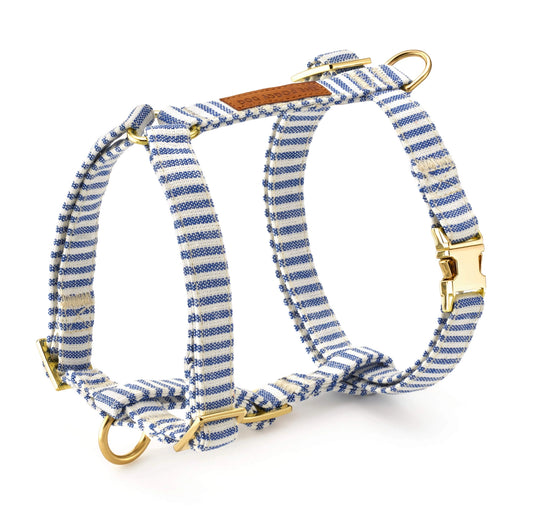 Lake Blue Stripe Dog Harness by The Foggy Dog