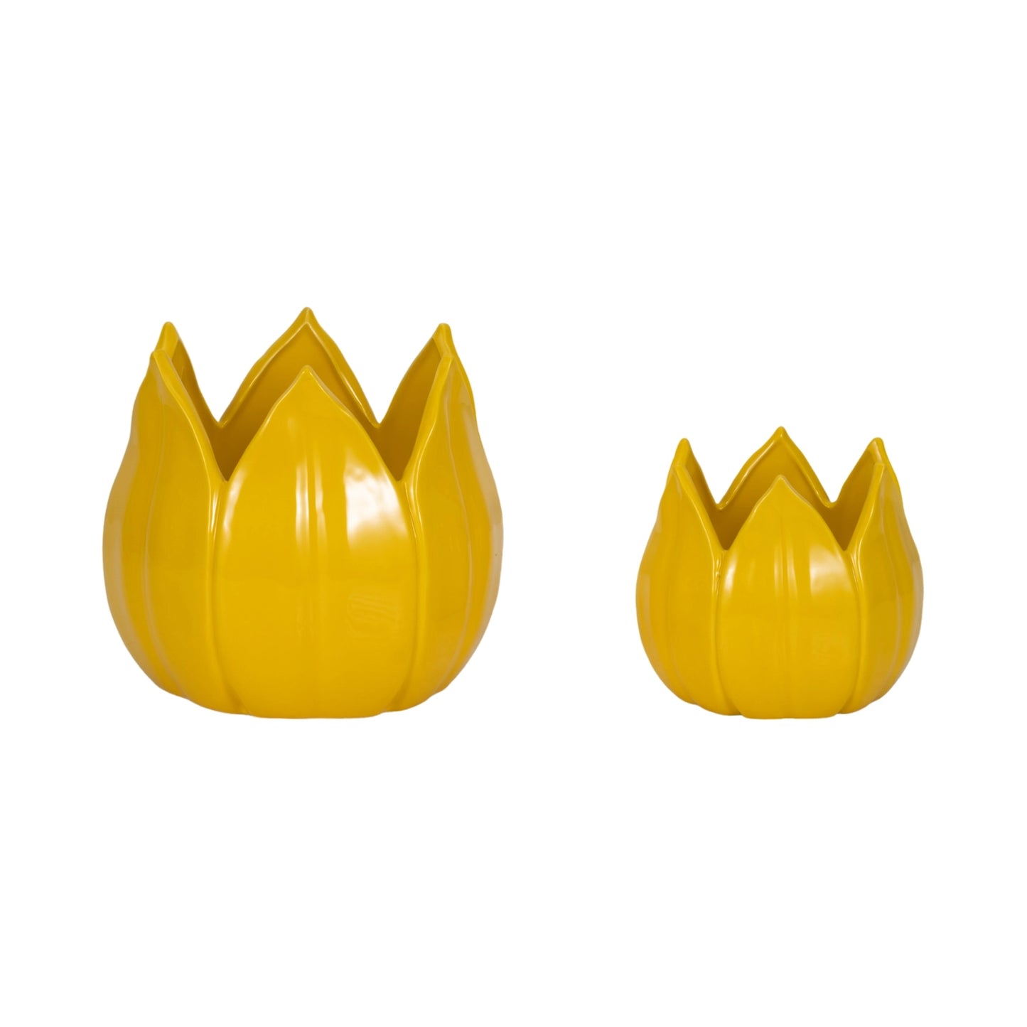 Yellow Petal Stoneware Planters (2 Sizes)
