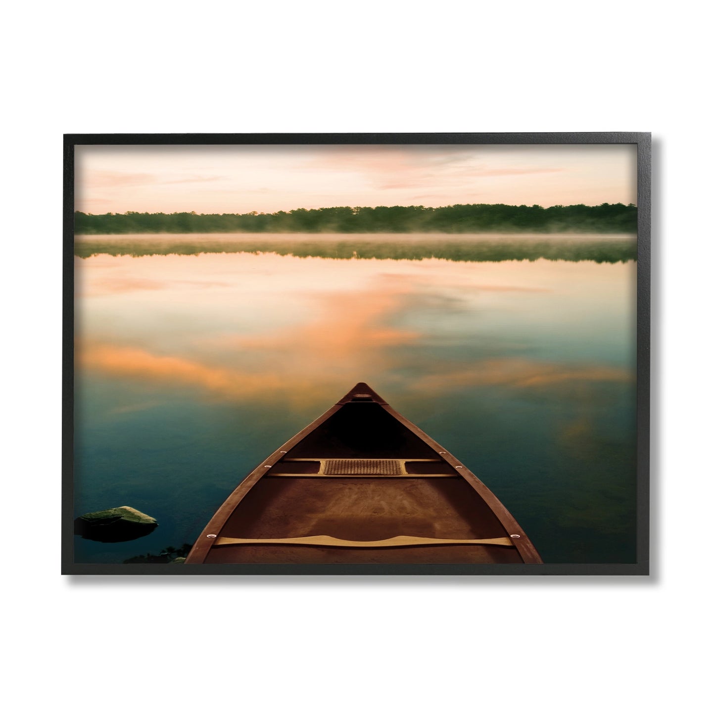 Canoe on Lake Framed Wall Art 16x20"