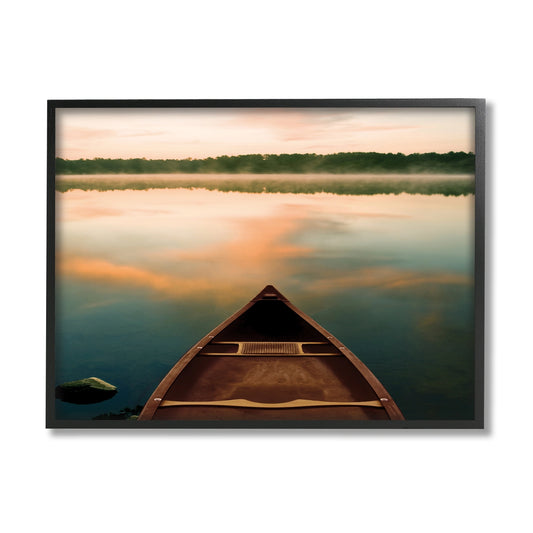 Canoe on Lake Framed Wall Art 16x20"