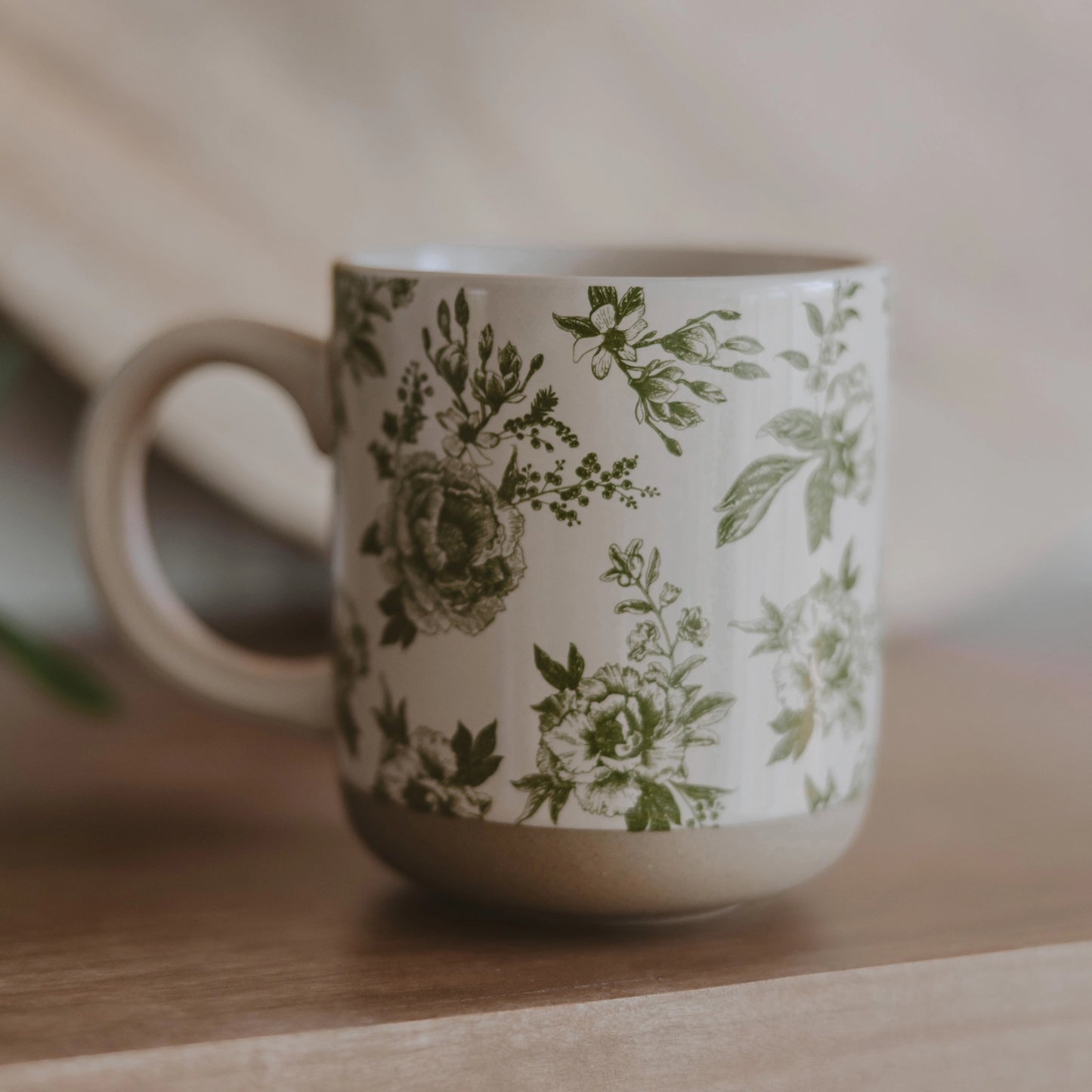Green Delft Stoneware Mug 14 oz