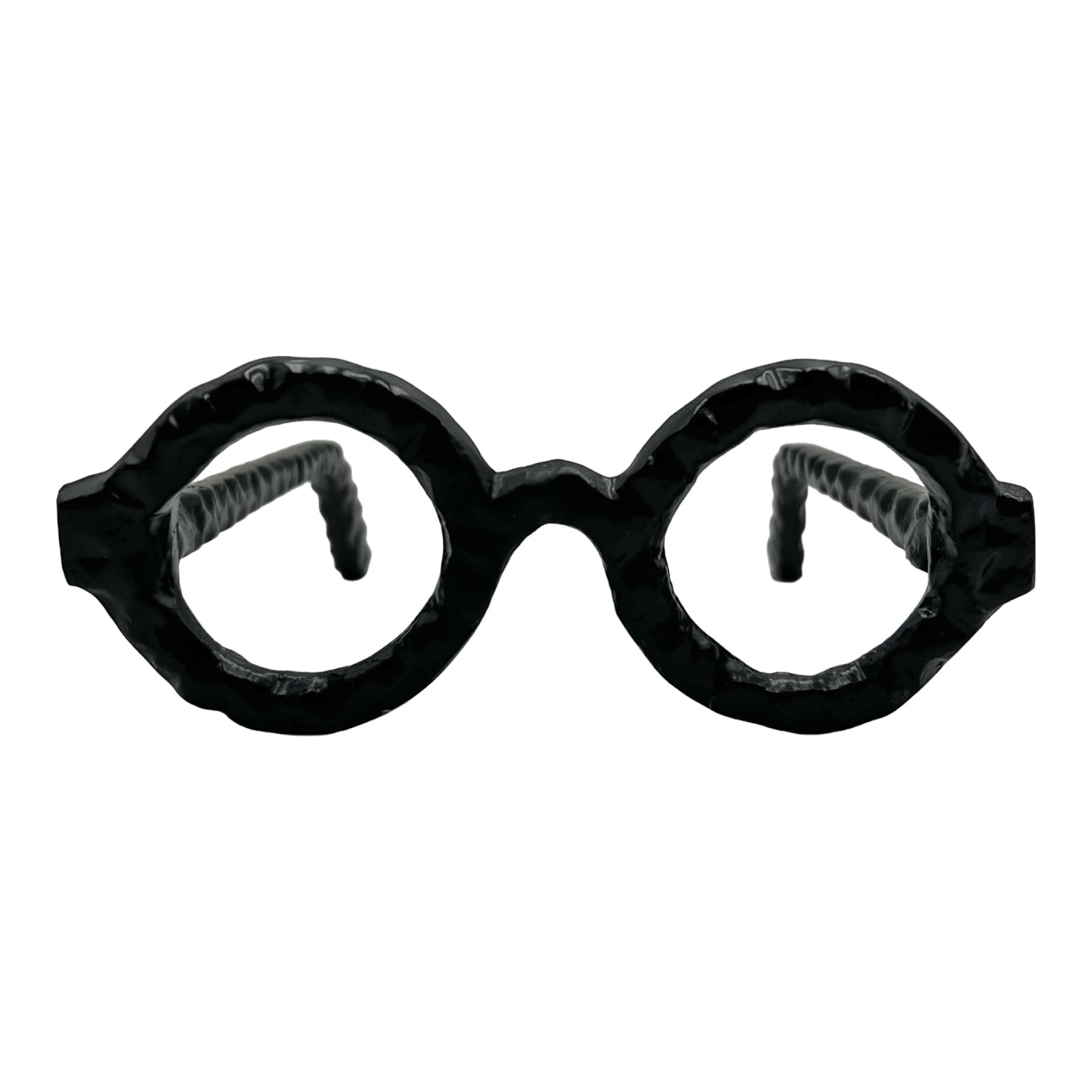 8" Decorative Round Glasses - Black