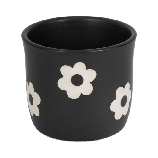6" Black & White Flower Power Planter