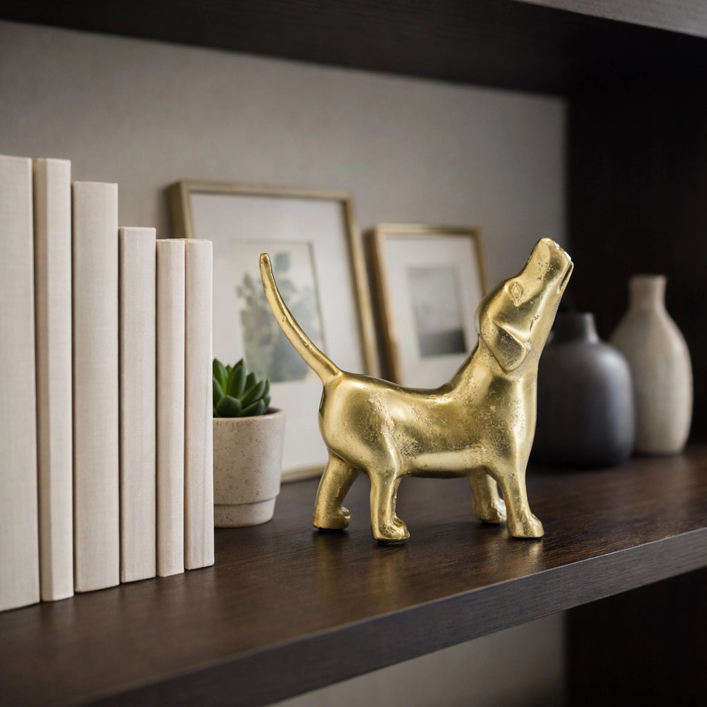 Modern Gold Howling Dog Figurine