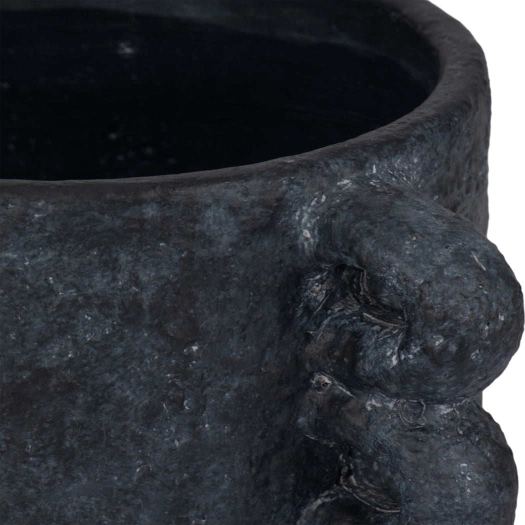 Black Ceramic Multi-Loop Arch Handle Planter Pot