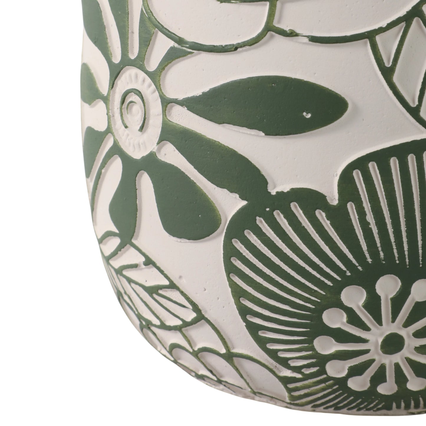 White & Green Ceramic Floral Planter Pot (2 Sizes)