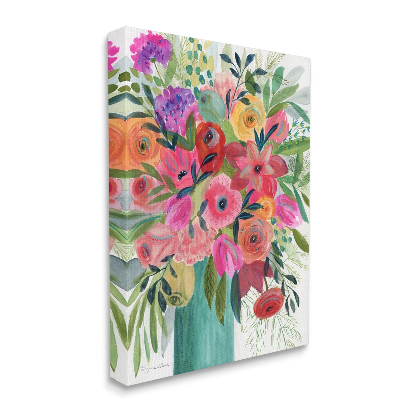 Bold Red & Pink Mixed Bouquet Wall Art 24x30"