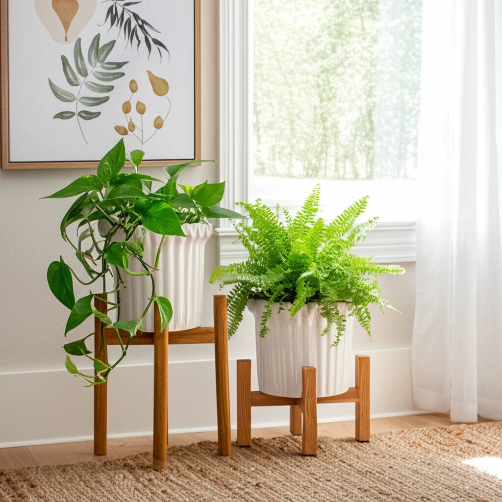 Ivory Ceramic Planter Pot w/ Fluted Rim (2 Sizes)
