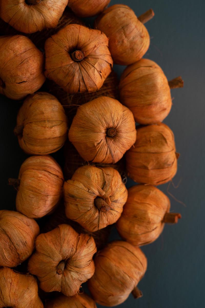 Orange Faux Pumpkin Wreath 19"