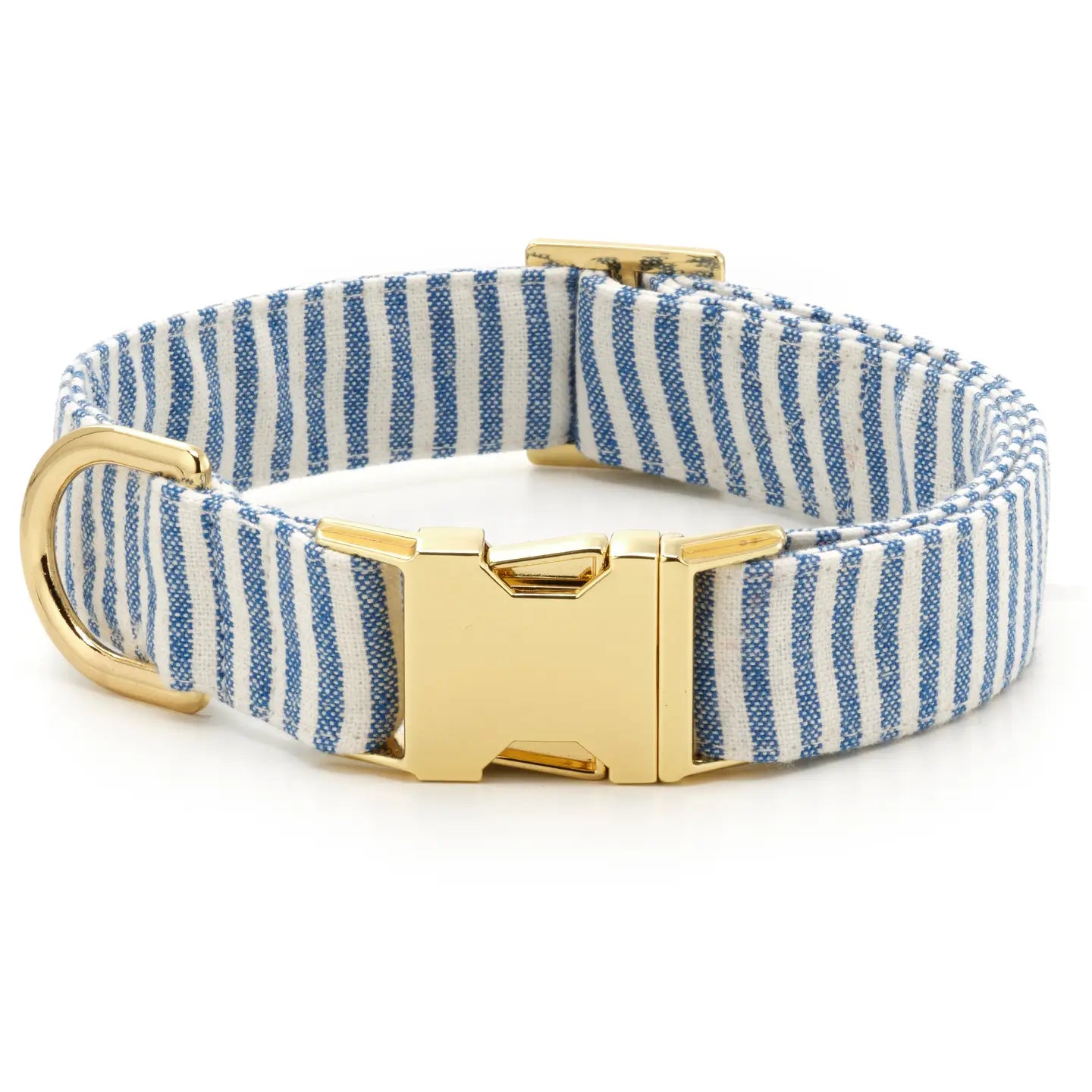 Lake Blue Stripe Dog Collar by The Foggy Dog