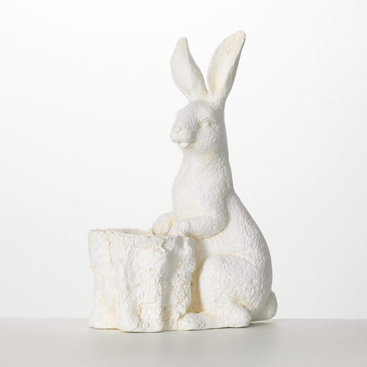 18.5" Faux Cement Rabbit Planter