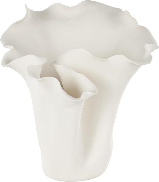 Abstract Floral Inspired White Vase