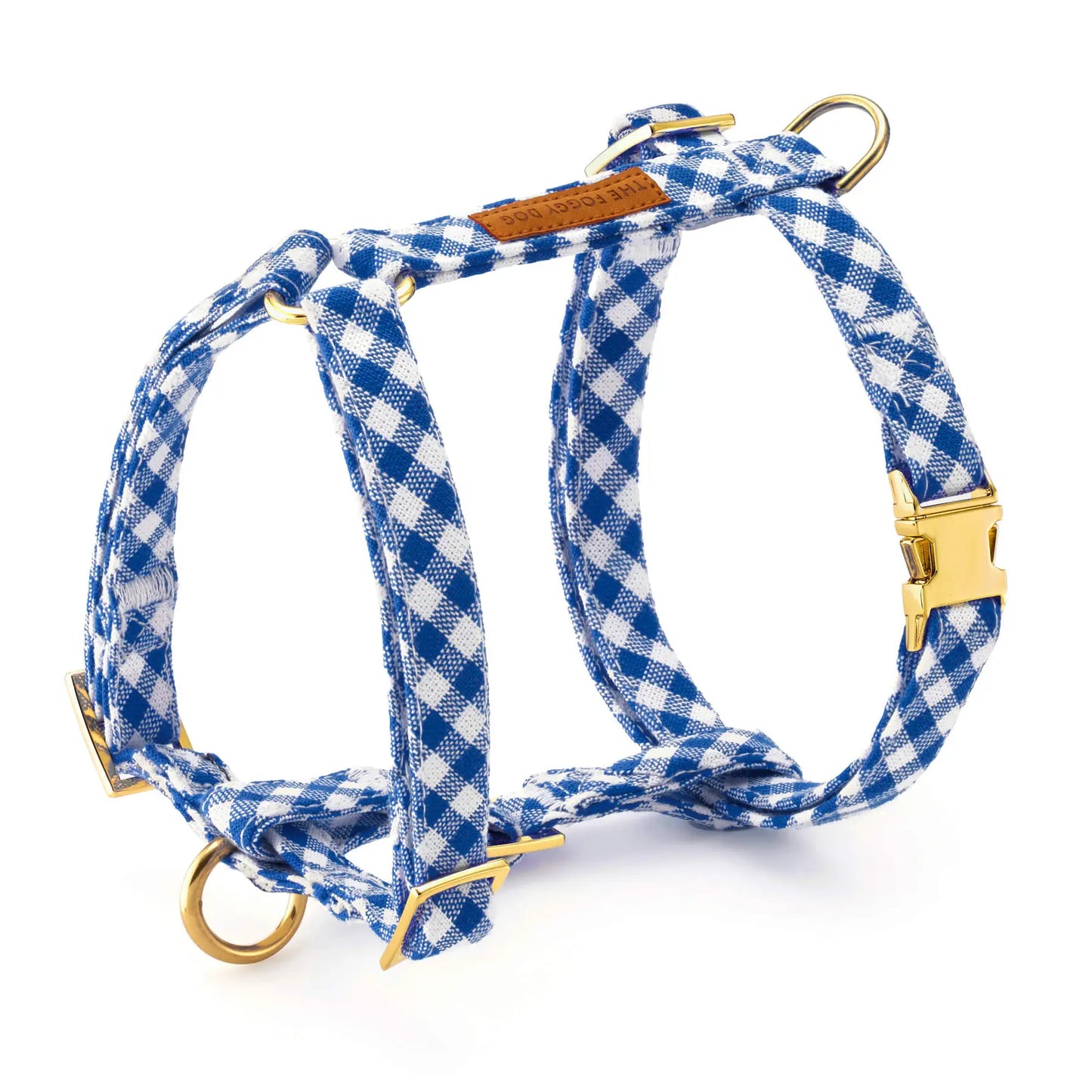 Lake Blue Gingham Dog Harness by The Foggy Dog