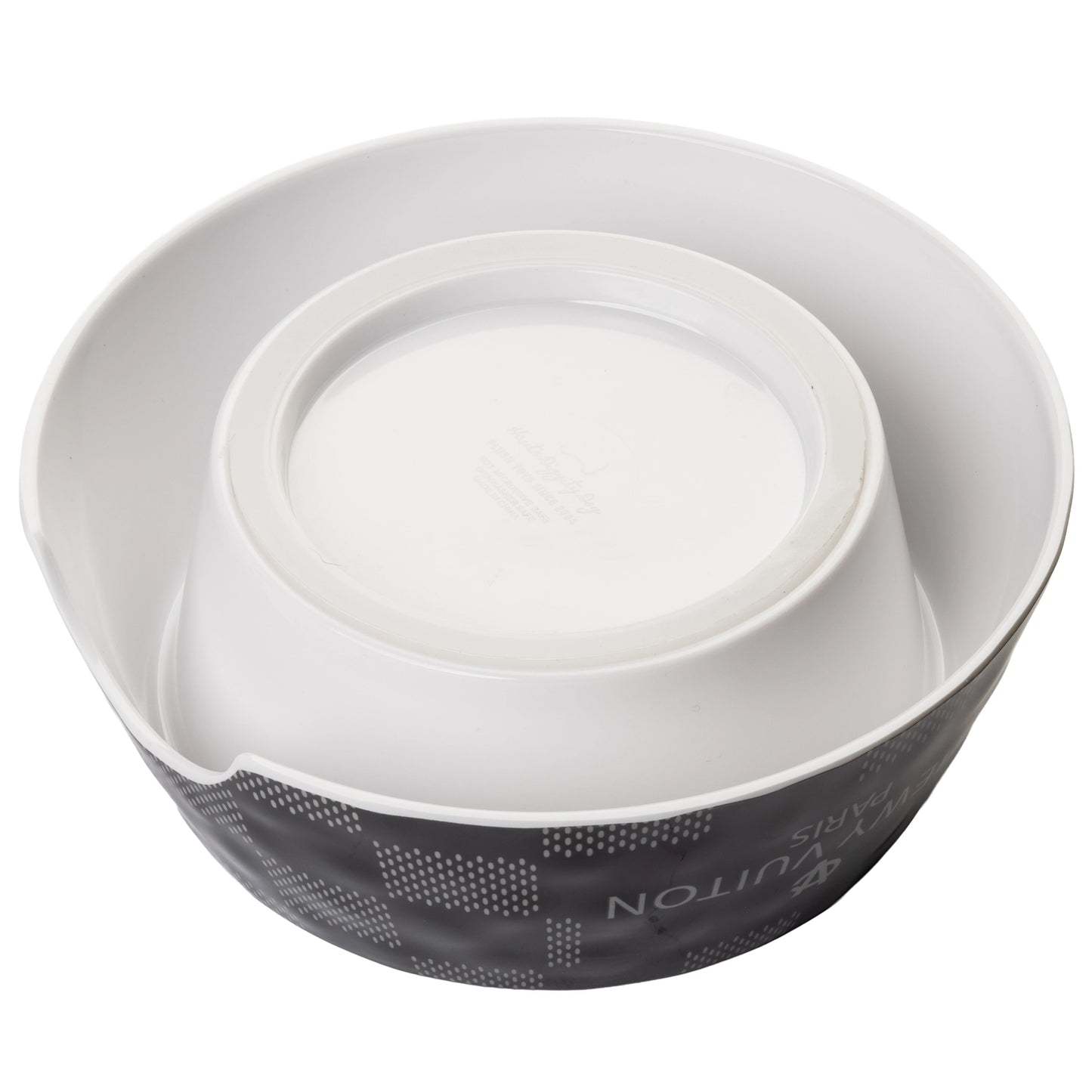 Black Checker Chewy Vuiton Dog Bowl