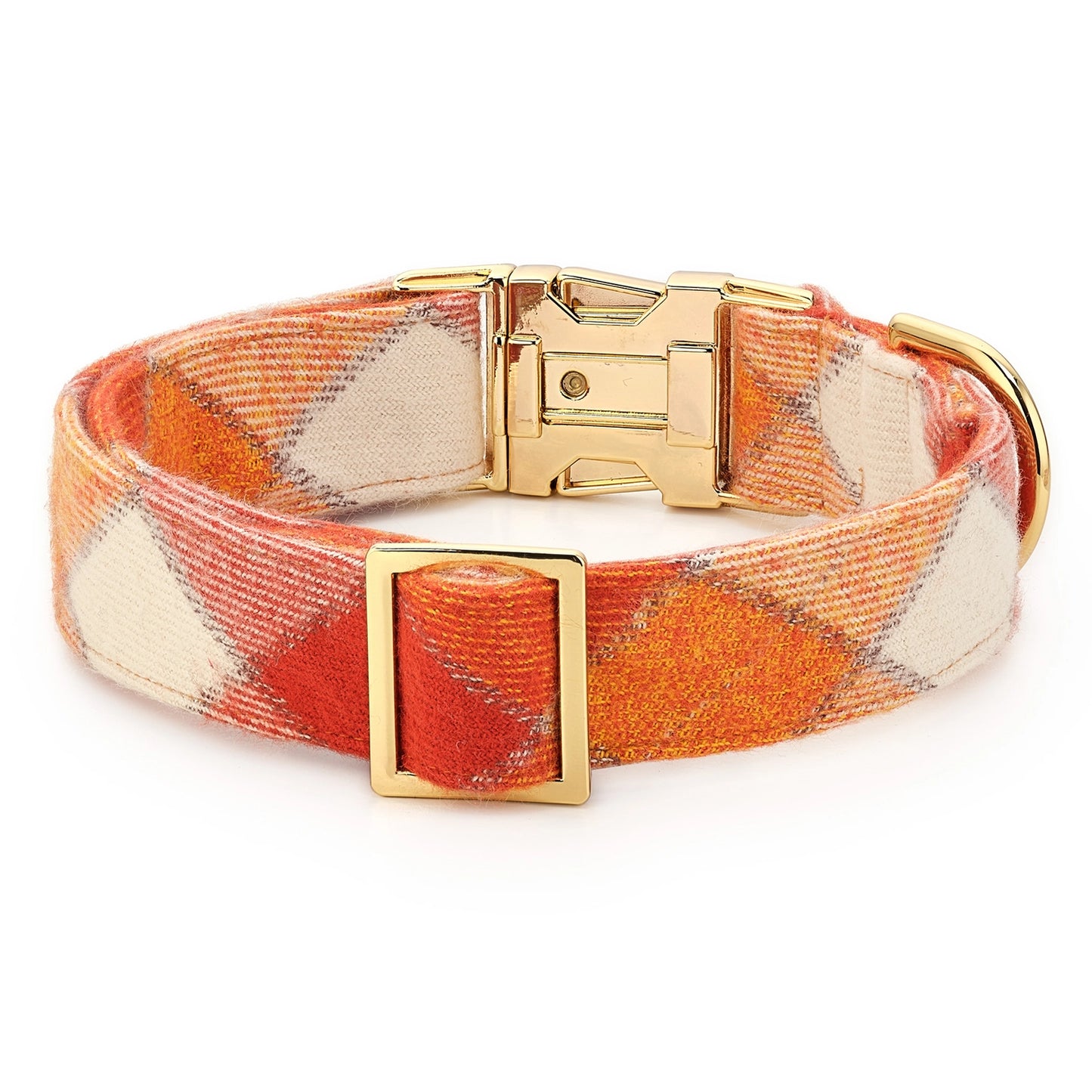 Pumpkin Spice Plaid Flannel Dog Collar by The Foggy Dog