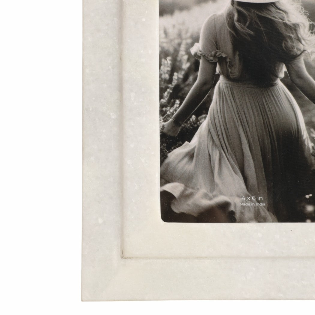 Modern White Marble Photo Frame w/ Beveled Edges