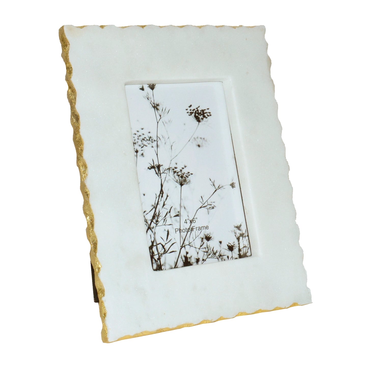 White Marble Photo Frame w/ Gold Jagged Edges