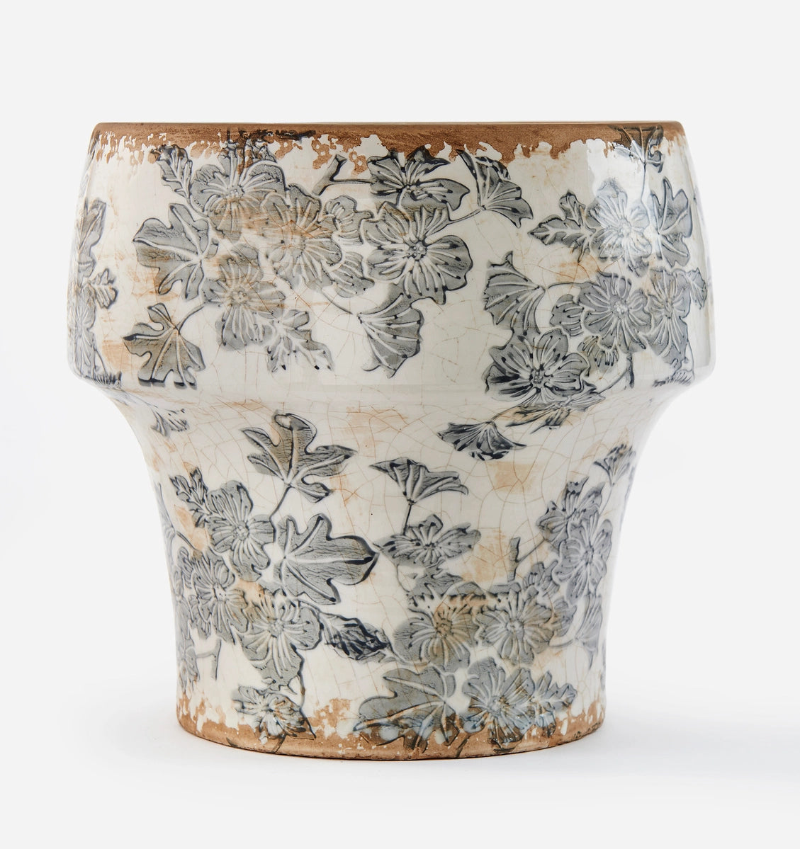 Ceramic Planter w/ Green Leaf