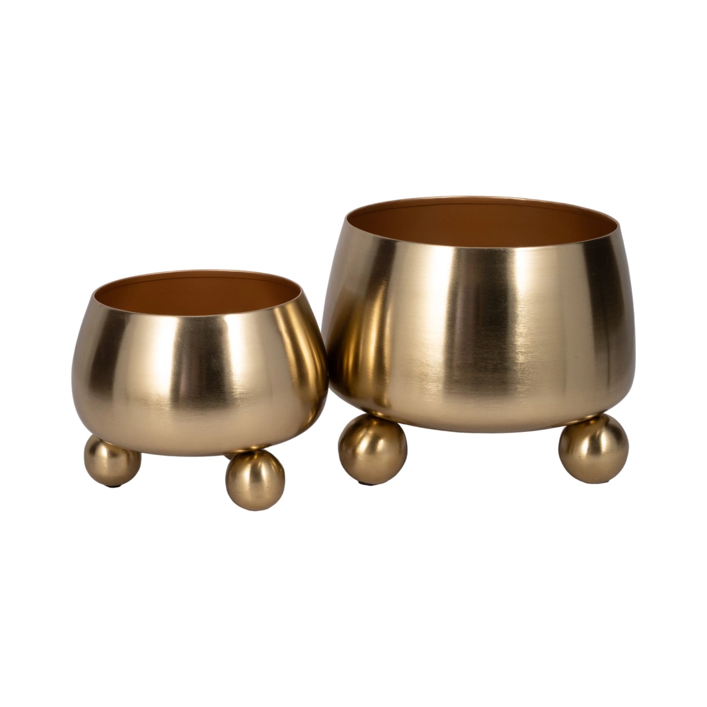Gold Metal Planter Pot w/ Ball Feet (2 Sizes)