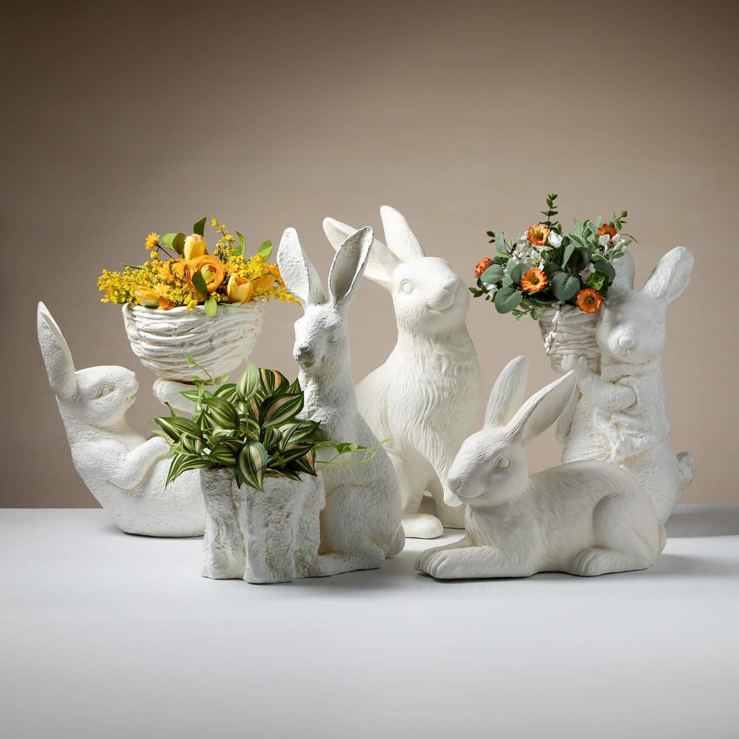 18.5" Faux Cement Rabbit Planter