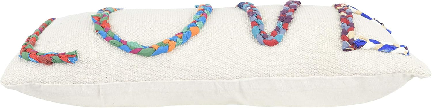 Chindi Appliqued "Love" Lumbar Pillow