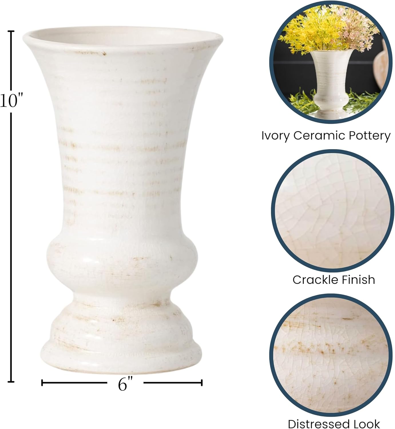 White Ceramic Farmhouse Urn