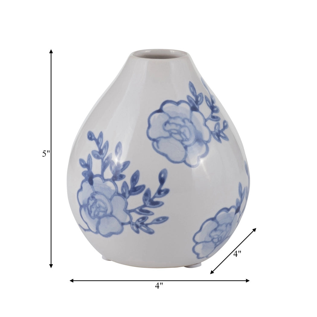 5" Blue & White Chinoiserie Bud Vase