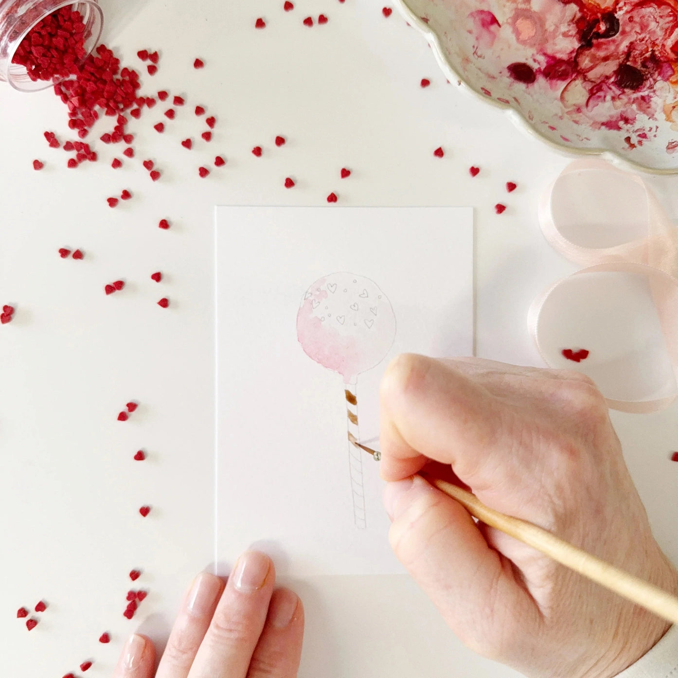 Sweet Treats Valentines Paintable Watercolor Notecard Set by Emily Lex Studio