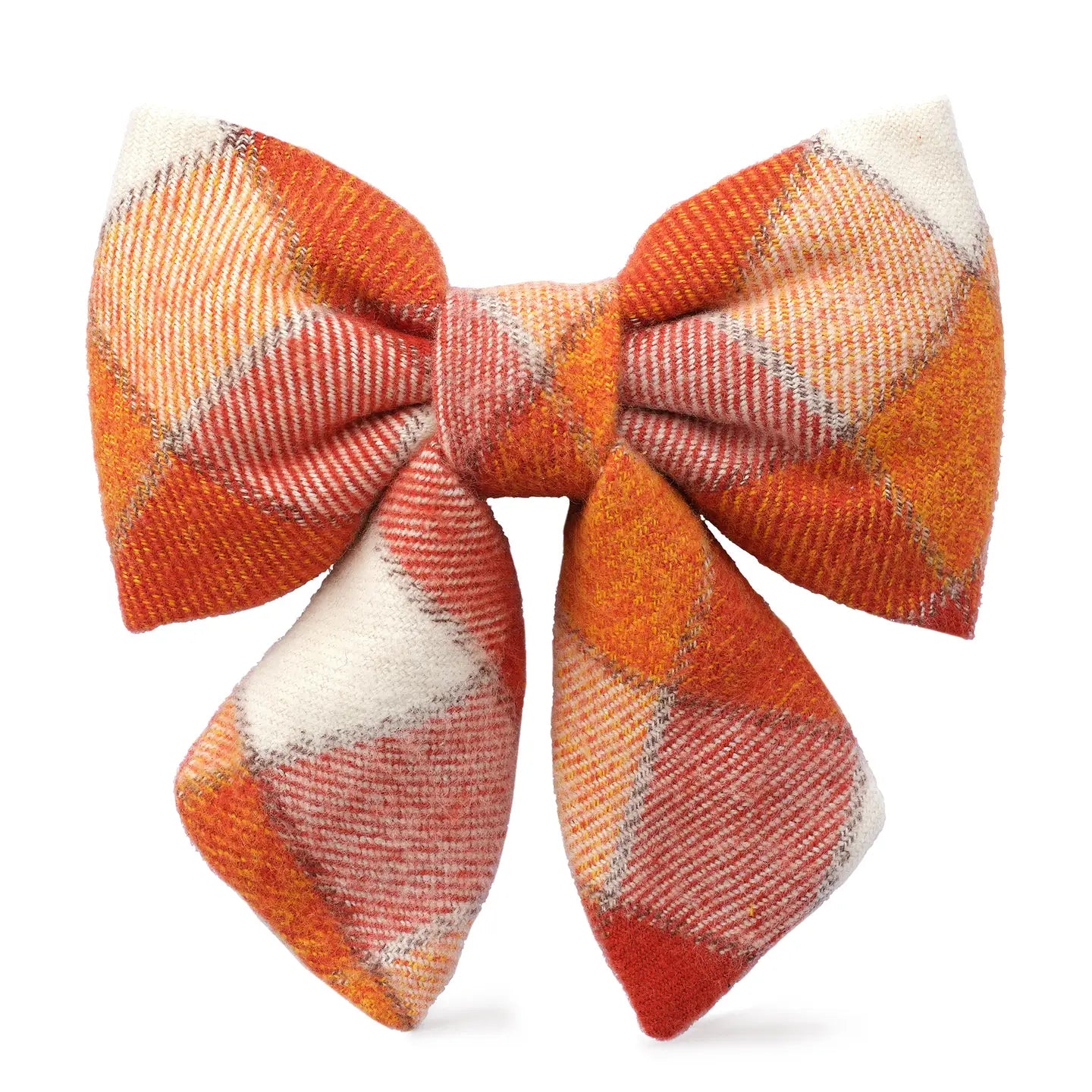Pumpkin Spice Plaid Flannel Lady Dog Bow by The Foggy Dog