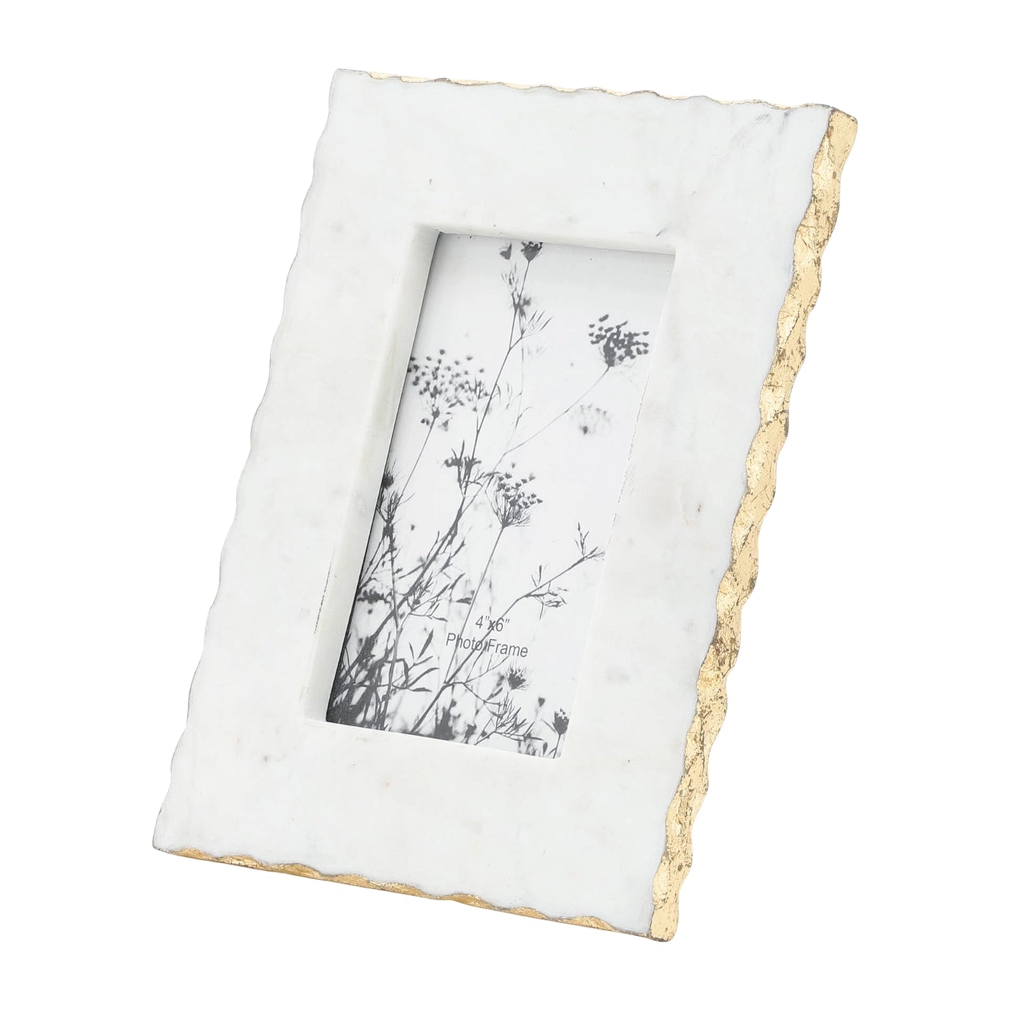 White Marble Photo Frame w/ Gold Jagged Edges