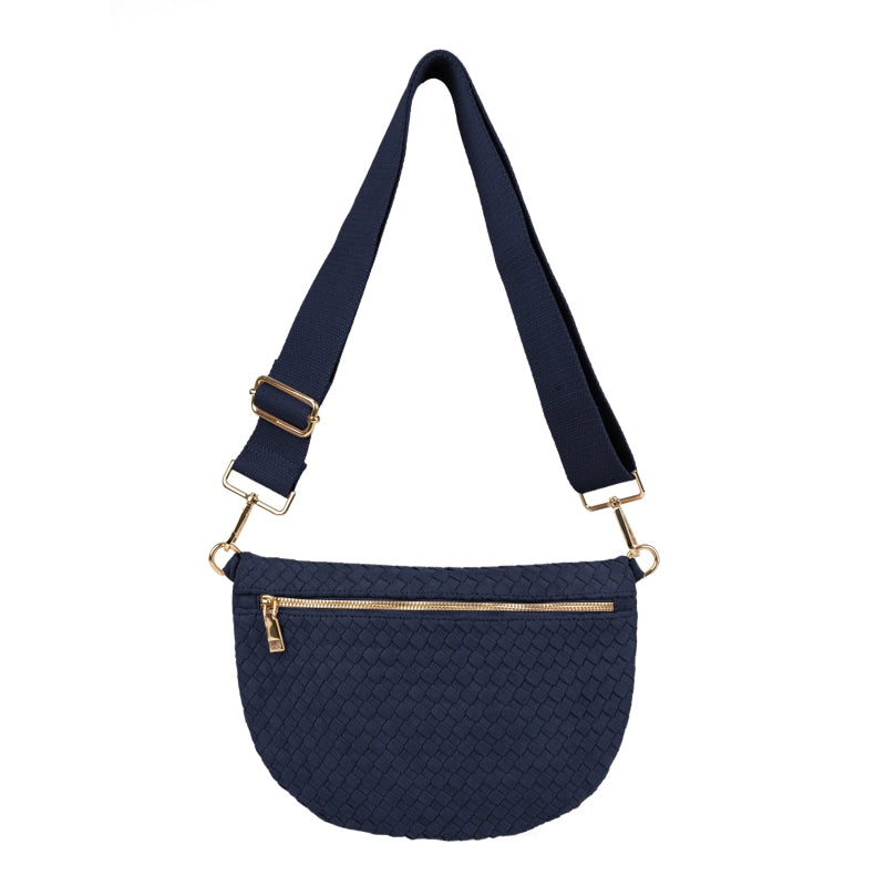 Freya Woven Vegan Suede Crescent Crossbody Bag (4 Colors)