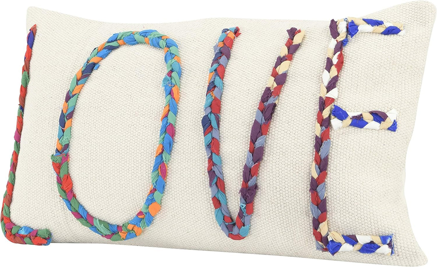 Chindi Appliqued "Love" Lumbar Pillow