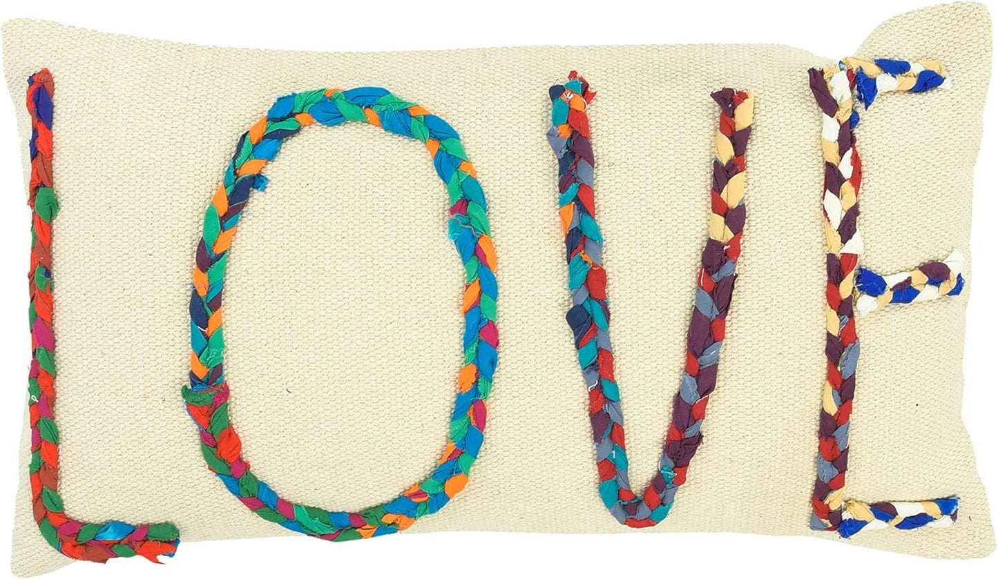 Chindi Appliqued "Love" Lumbar Pillow