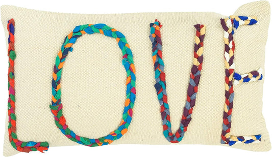 Chindi Appliqued "Love" Lumbar Pillow