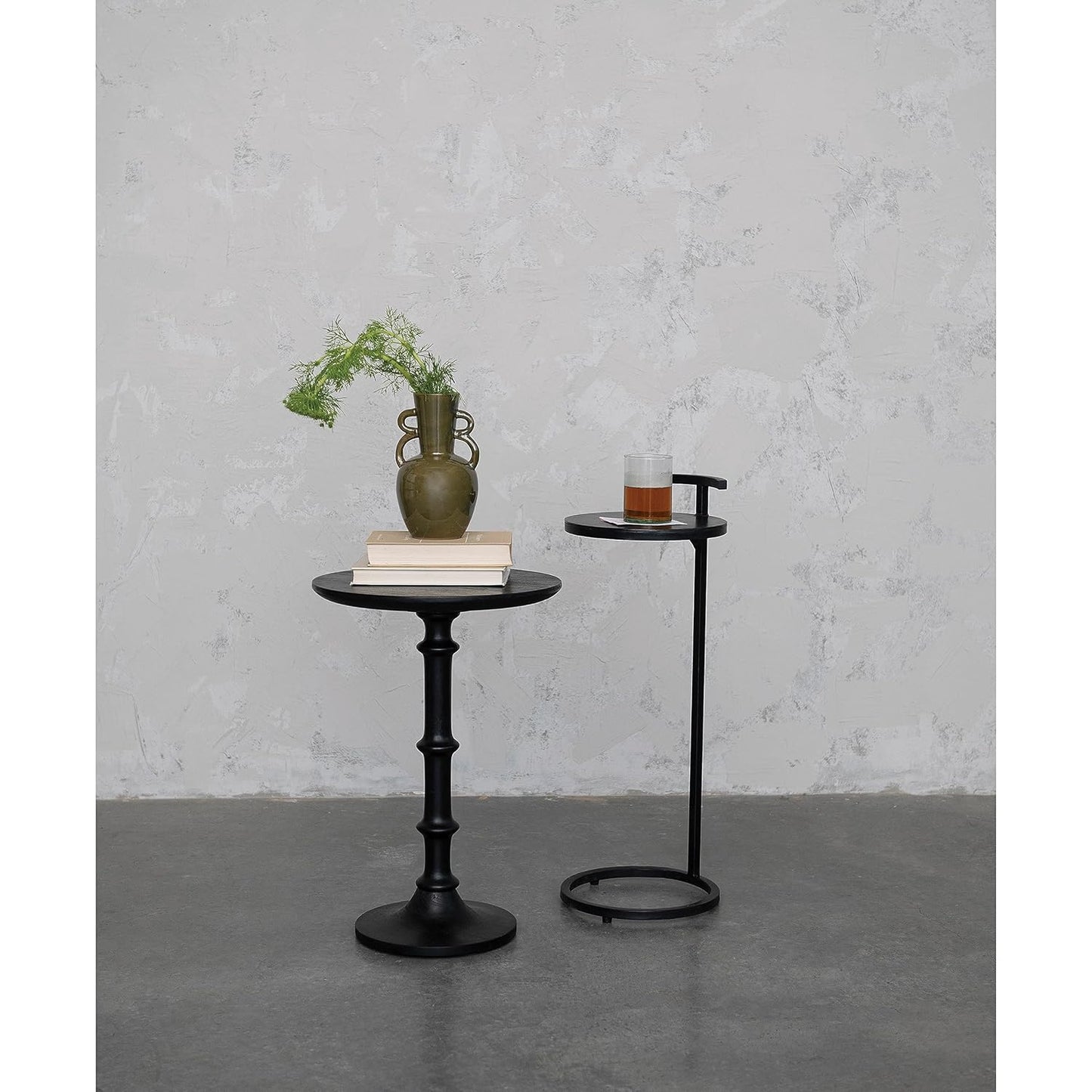 Black Metal Beverage Table w/ Handle