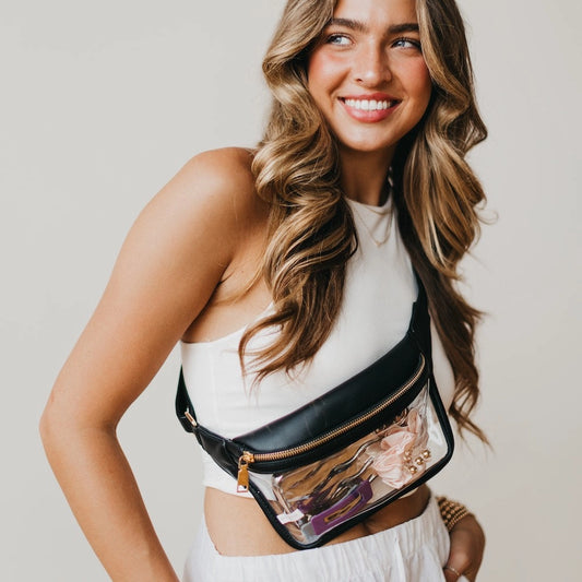 Clara Clear Plastic Bum Bag - Black
