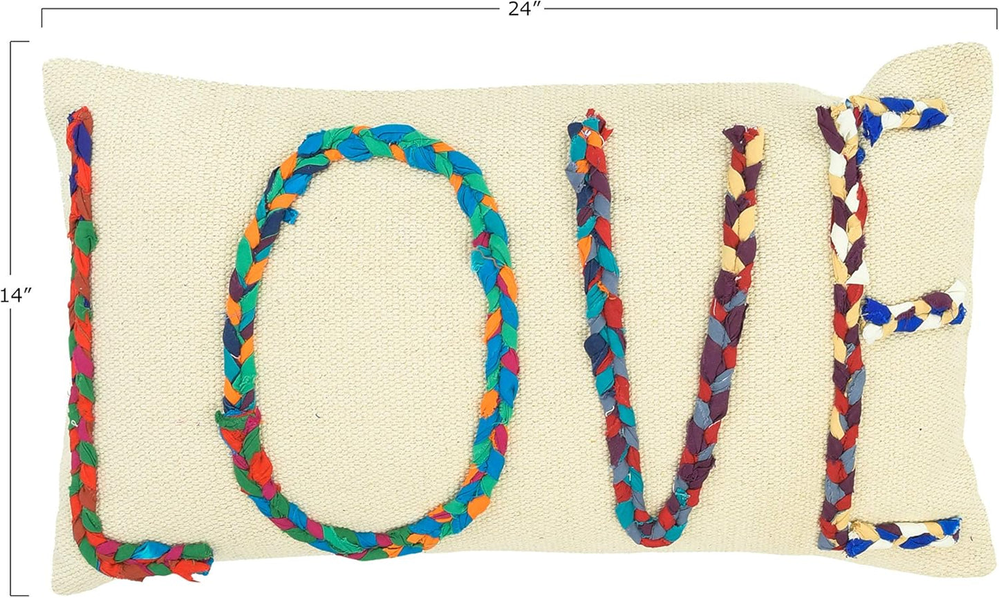 Chindi Appliqued "Love" Lumbar Pillow