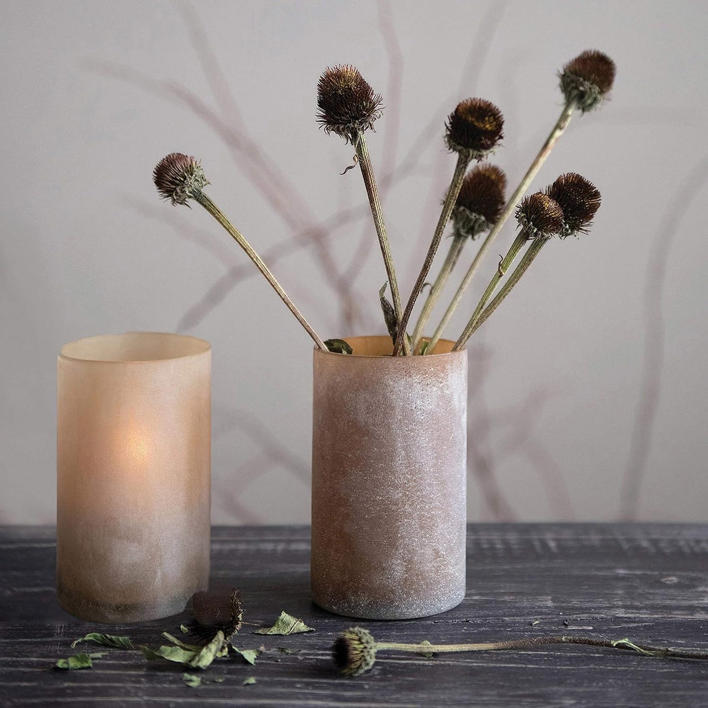 Distressed Frosted Glass Votive Candle Holder