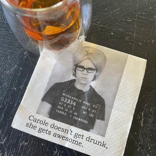 "Carole Doesn't Get..." Mugshot Paper Cocktail Napkins (20 pk)