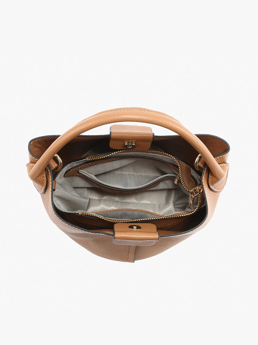 Farrah Vegan Leather Bucket Bag w/ Top Handle & Inner Bag (2 Colors)