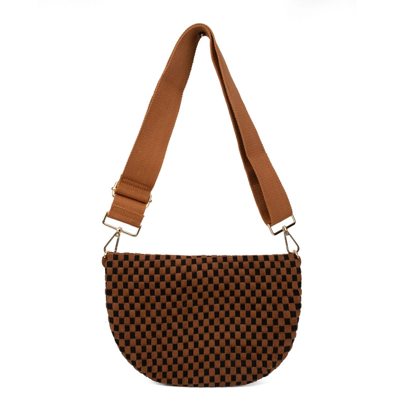 Freya Woven Vegan Suede Crescent Crossbody Bag (4 Colors)