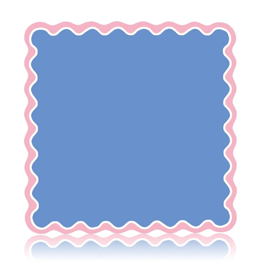 American Mahjong Table Mat - Blue w/ Pink Border