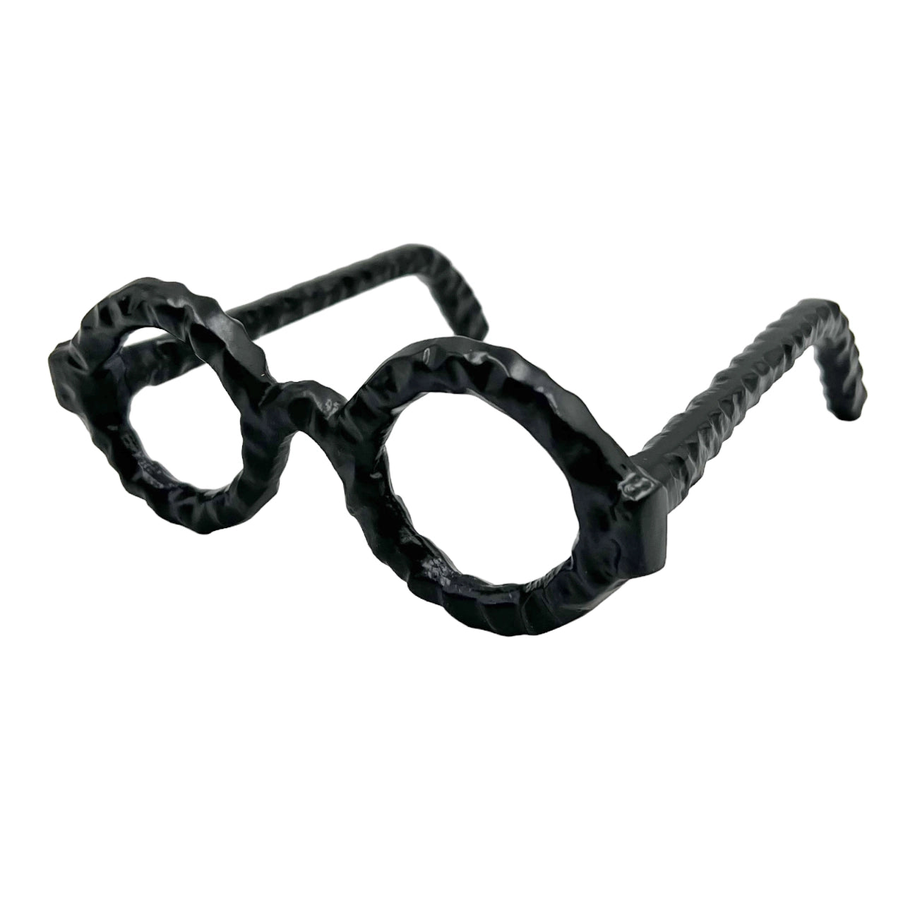 8" Decorative Round Glasses - Black