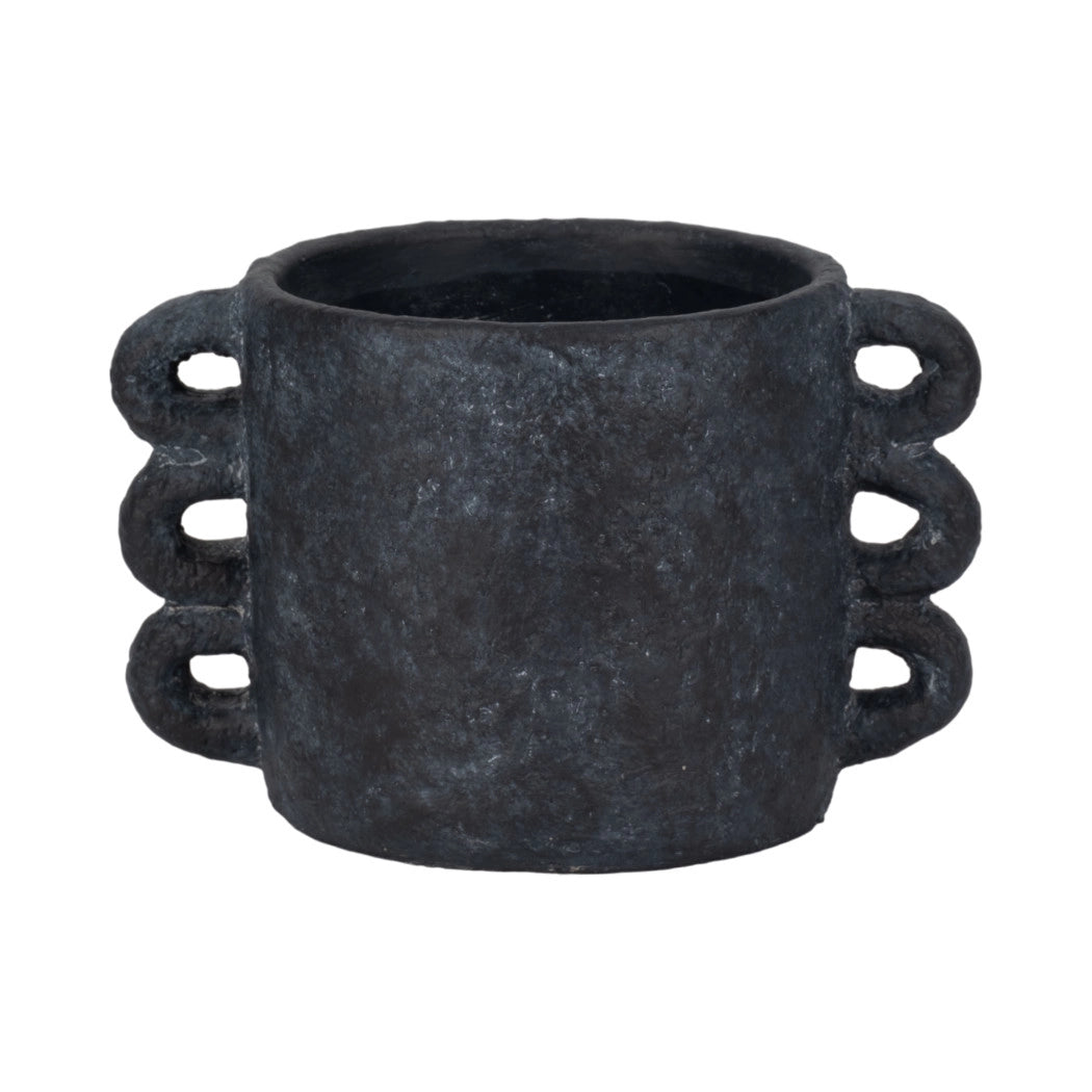 Black Ceramic Multi-Loop Arch Handle Planter Pot