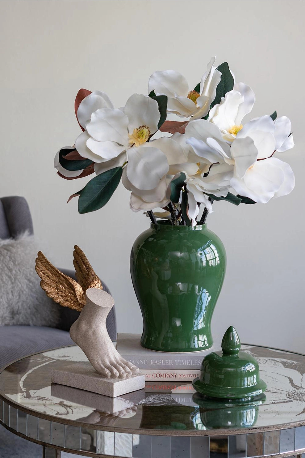 9.5x19" Emerald Ceramic Ginger Jar
