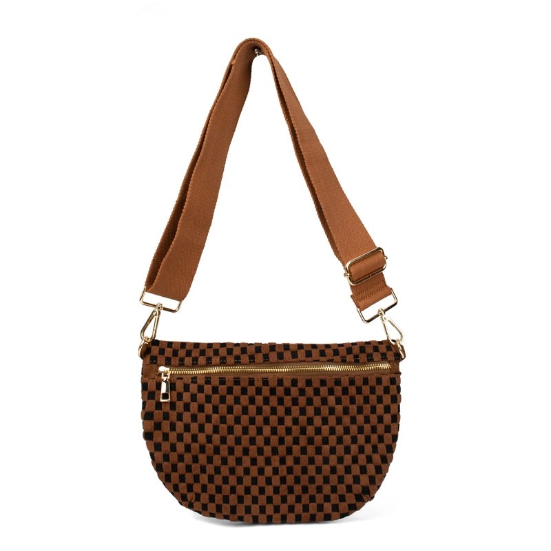 Freya Woven Vegan Suede Crescent Crossbody Bag (4 Colors)