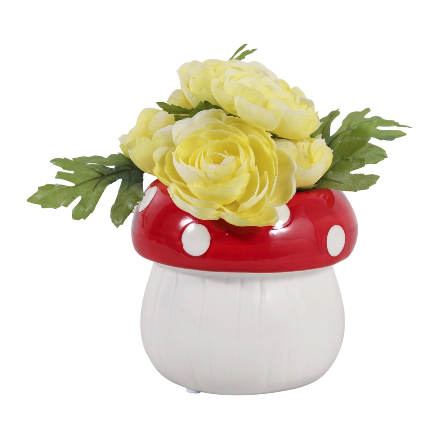 Red & White Toadstool-Shaped Planter Pot